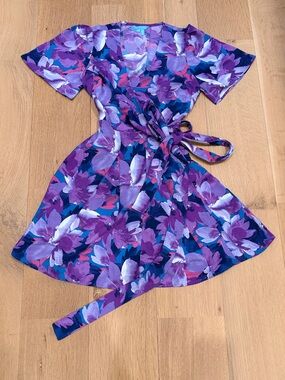 Draper James Purple Floral Wrap Dress Size 0